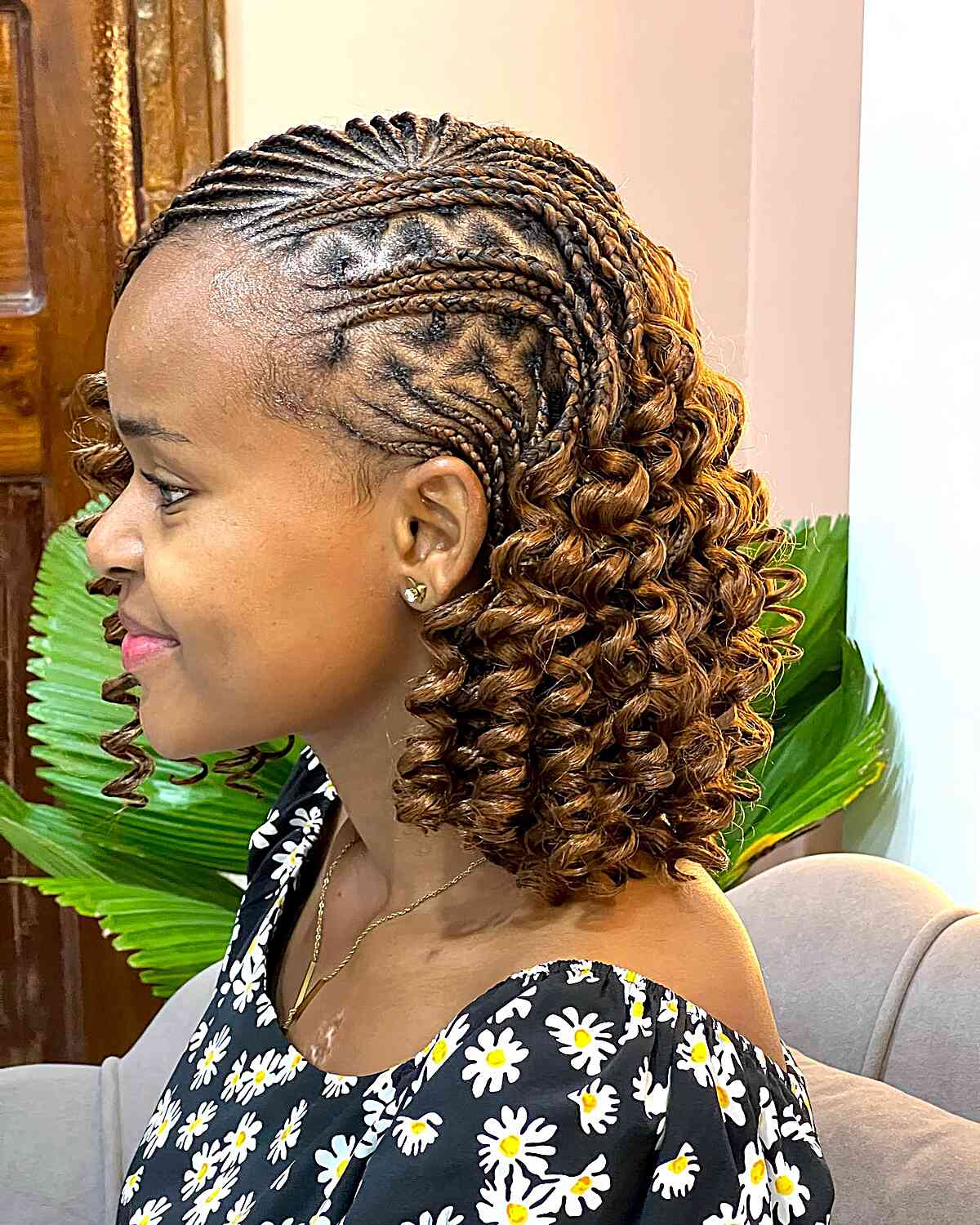 Shoulder-Length Micro Braided Bob with Waves and Zig-Zag Pattern