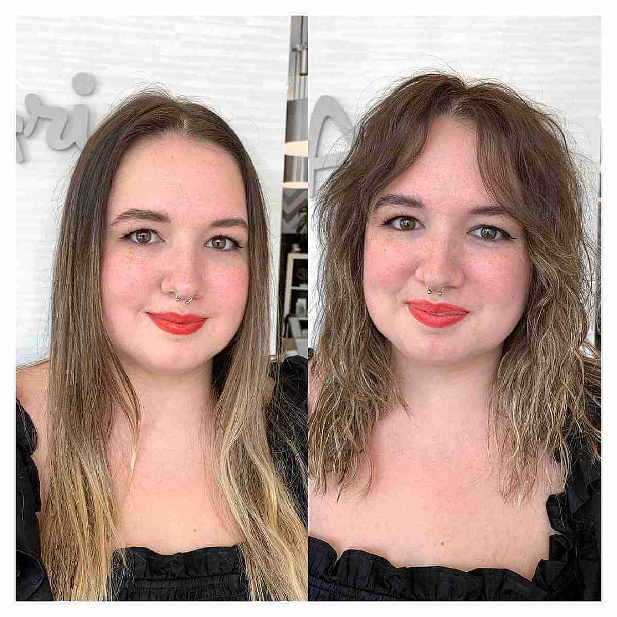 Mid-Length Permed Hair with Fringed Bangs for Thin Hair