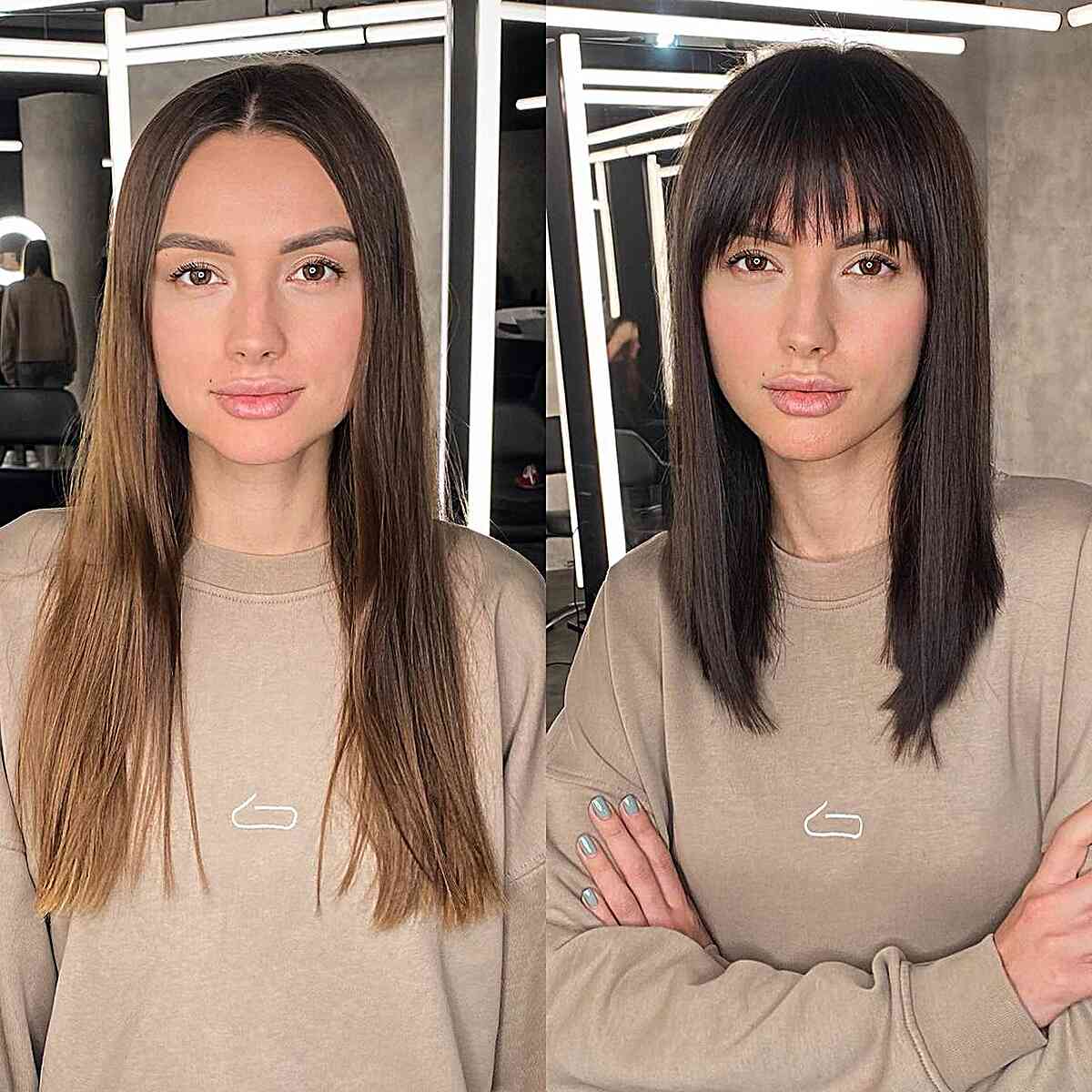 Mid-Length Straight Cut with Waterfall Fringe