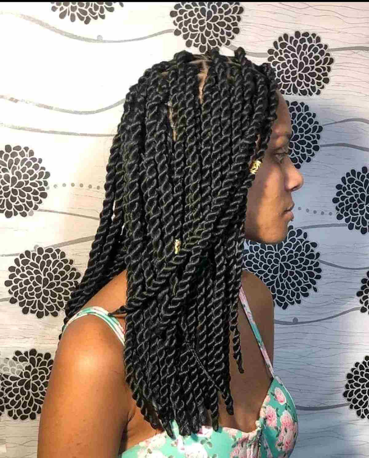 Mid-Length Twist Braids with Golden Cuffs