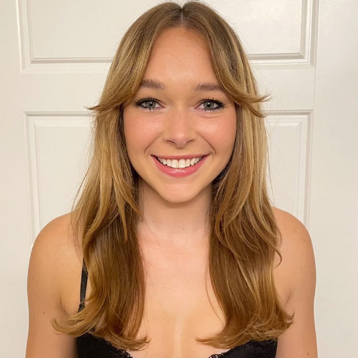 Middle Part Bangs on a Layered Haircut