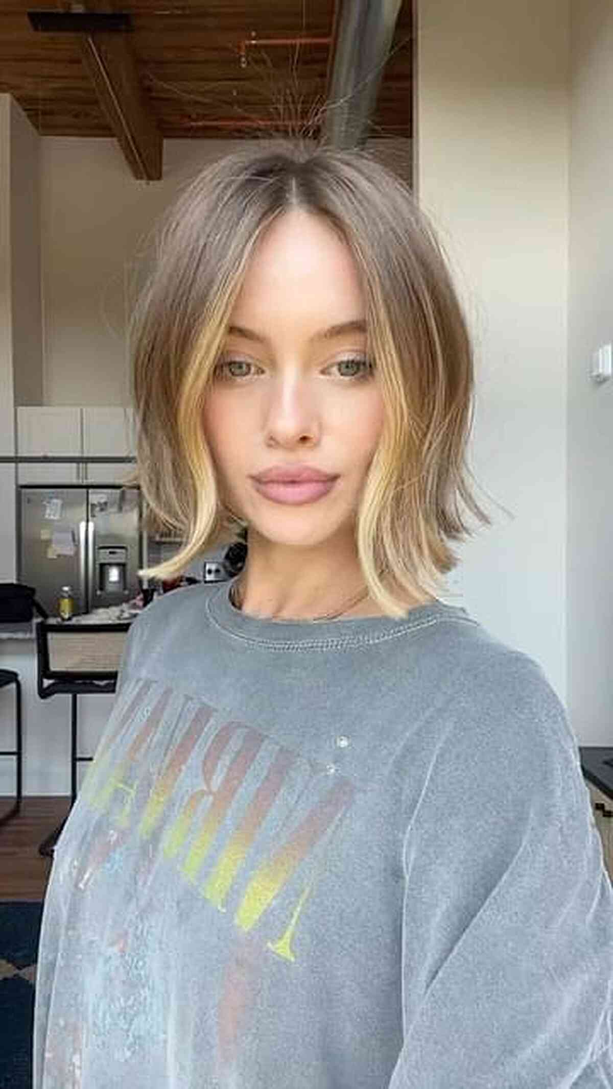 Midi-Length Blunt Bob with a Middle Part