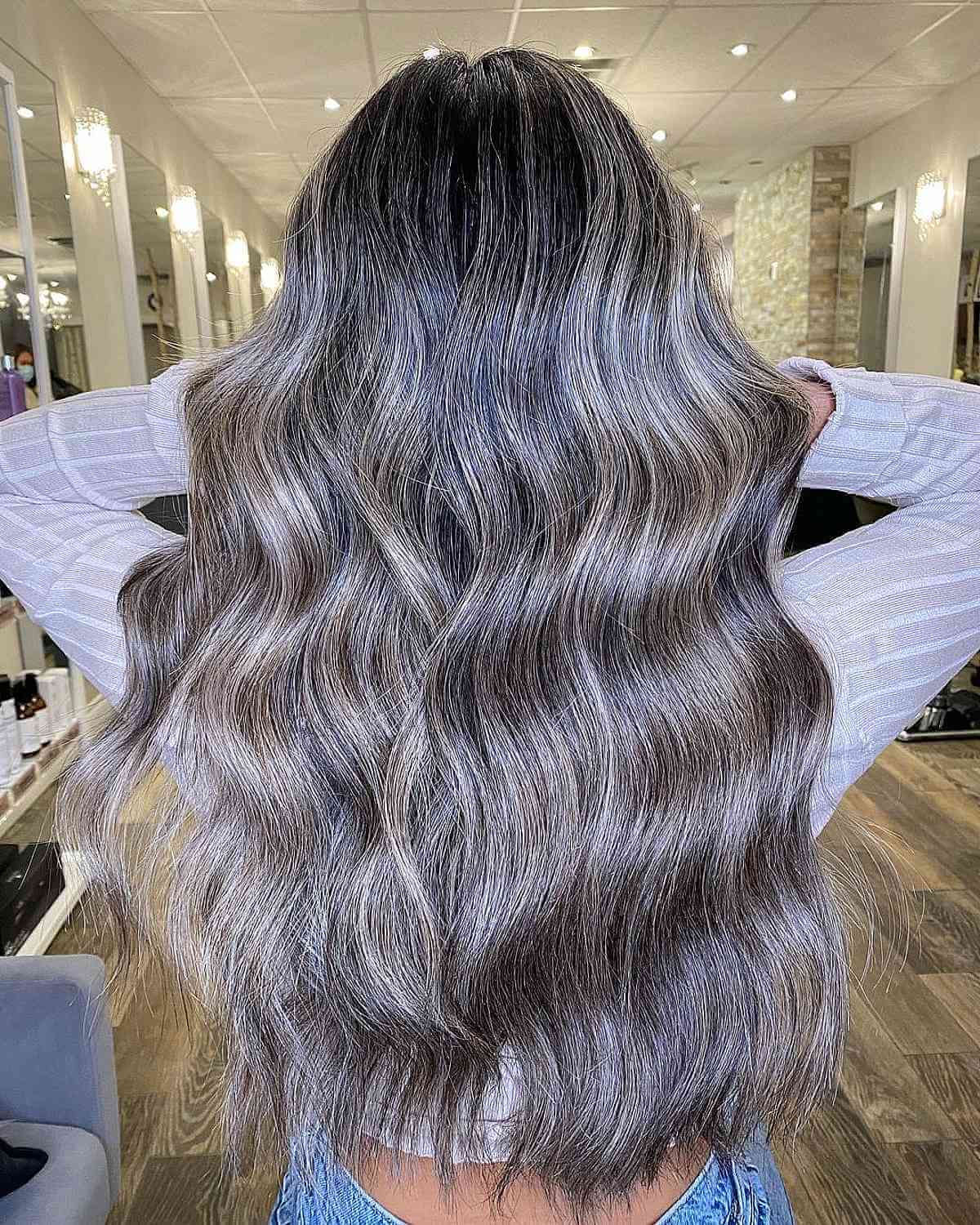 Mushroom Blonde Teasylights on Dark Tresses