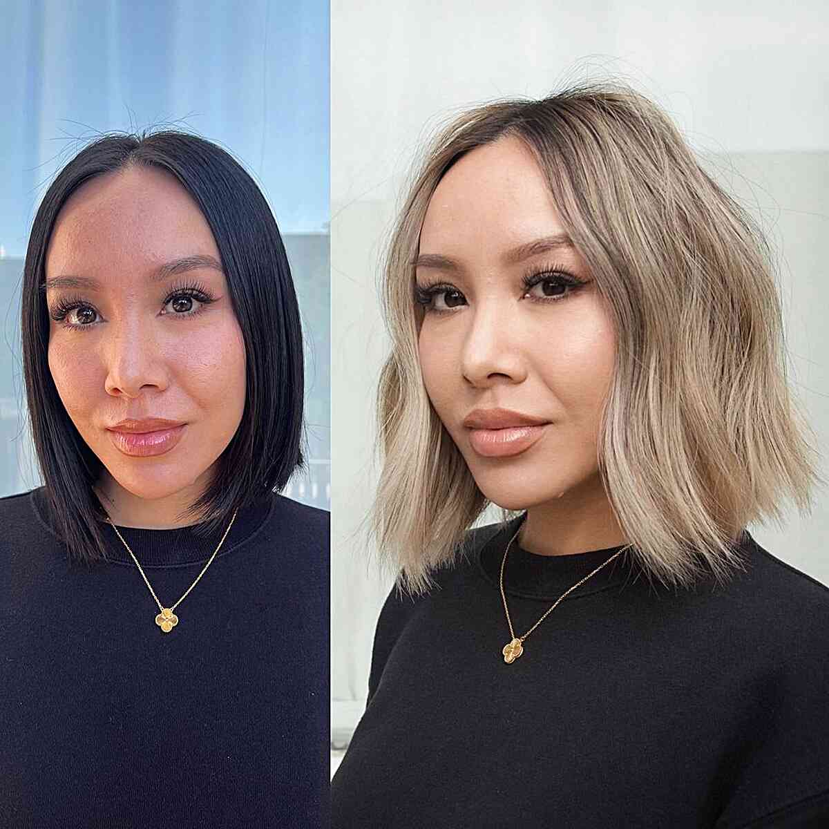 Neck-Length Inverted Textured Bob Haircut