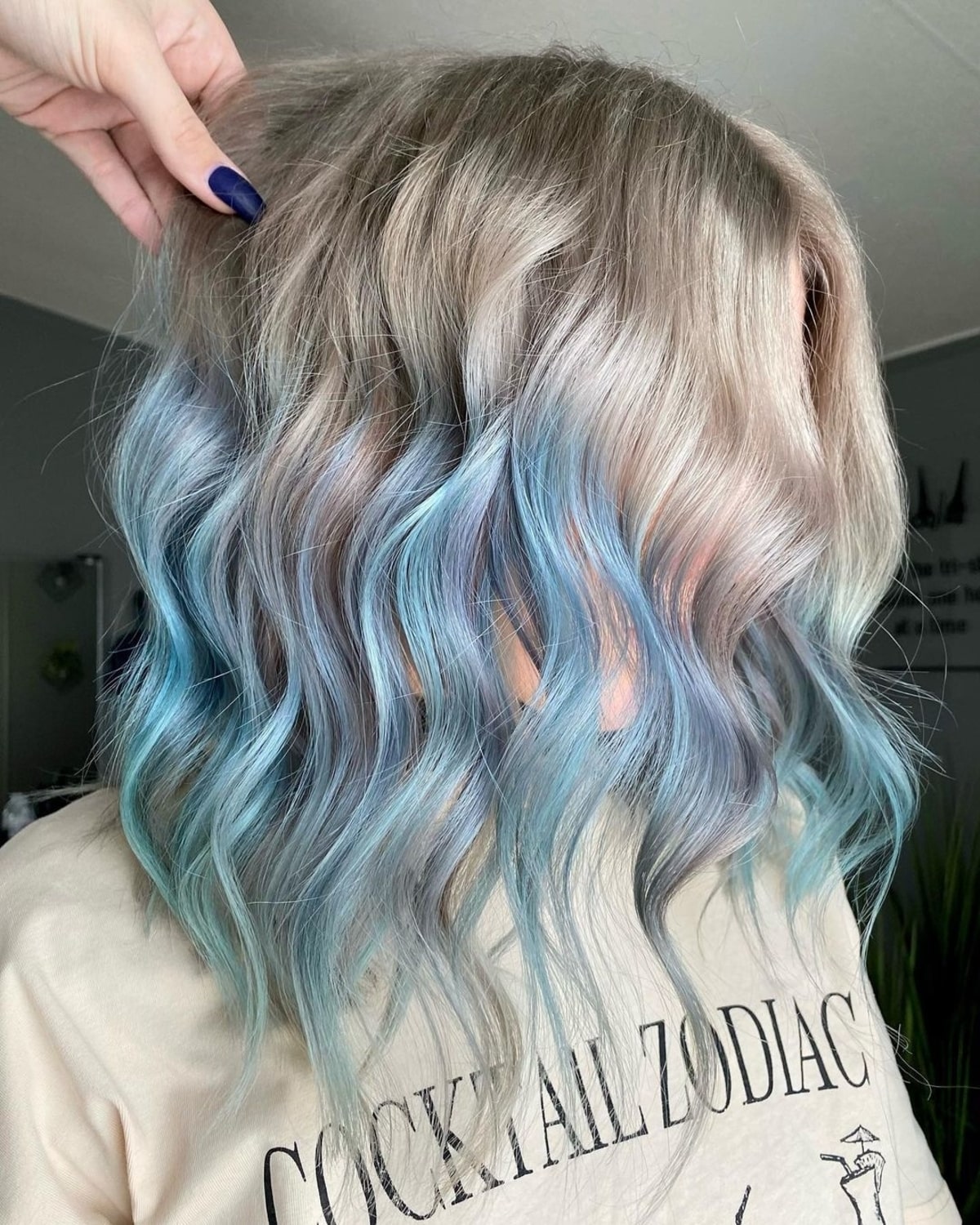 Ombre hair in soft pastel blue