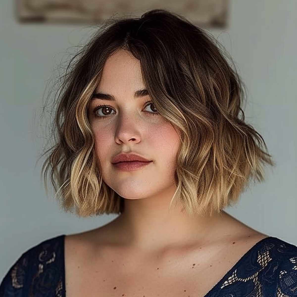 Ombre Wavy Short Bob Hairstyle