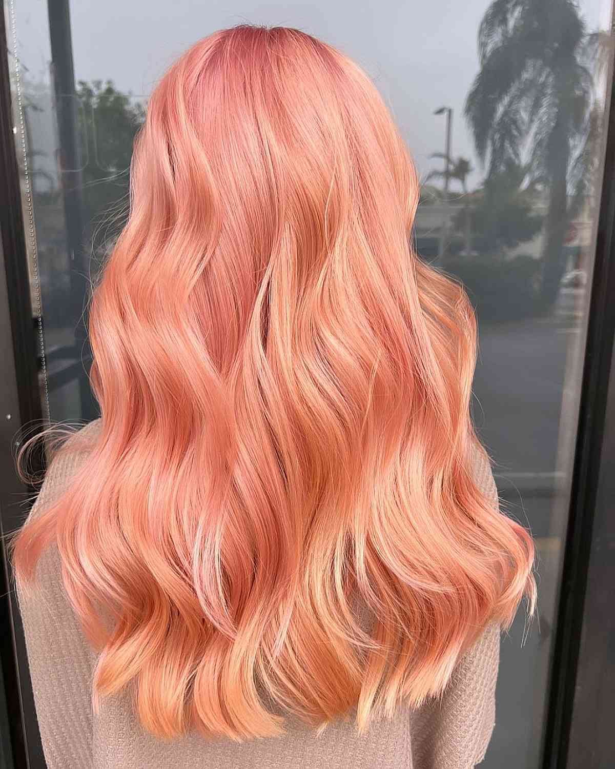 Long Hair in Peachy Pink Hue