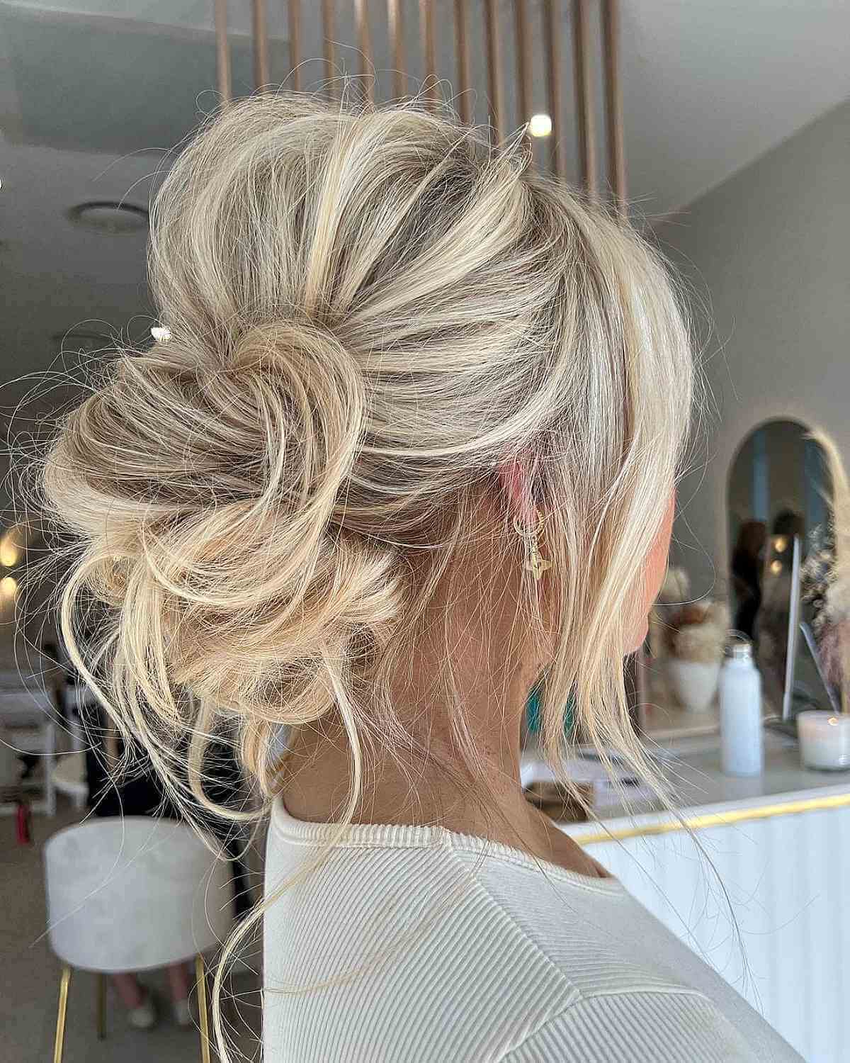Perfectly Imperfect Messy Bun Updo for Medium-Length Hair