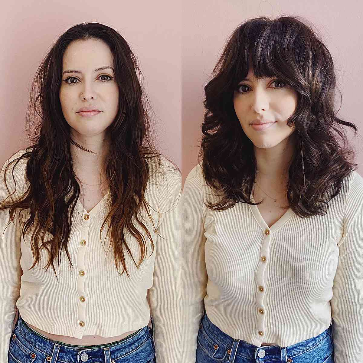 playful beach waves with choppy bangs