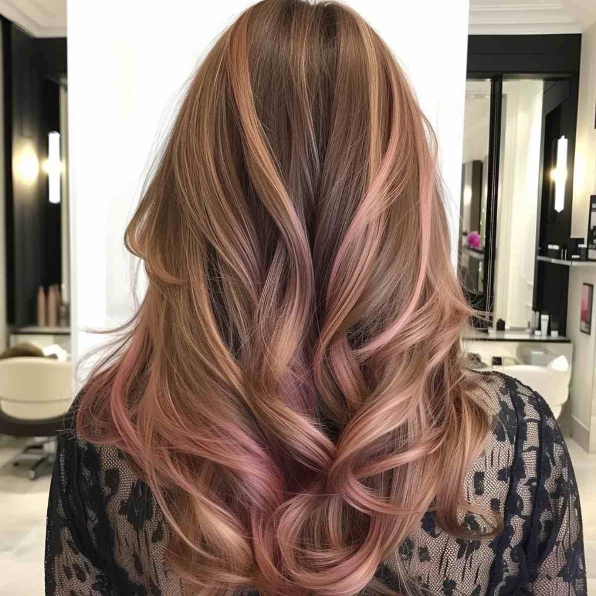 Playful Dark Blonde with Deep Rose Gold Highlights
