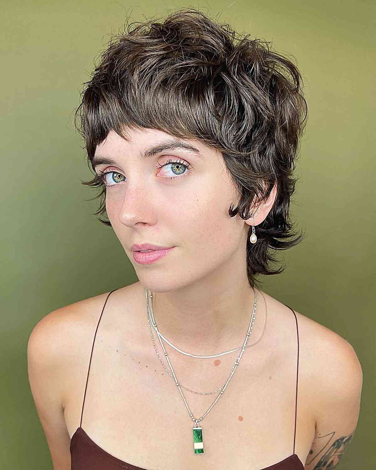 Playful Waves on a Layered Long Pixie Shag