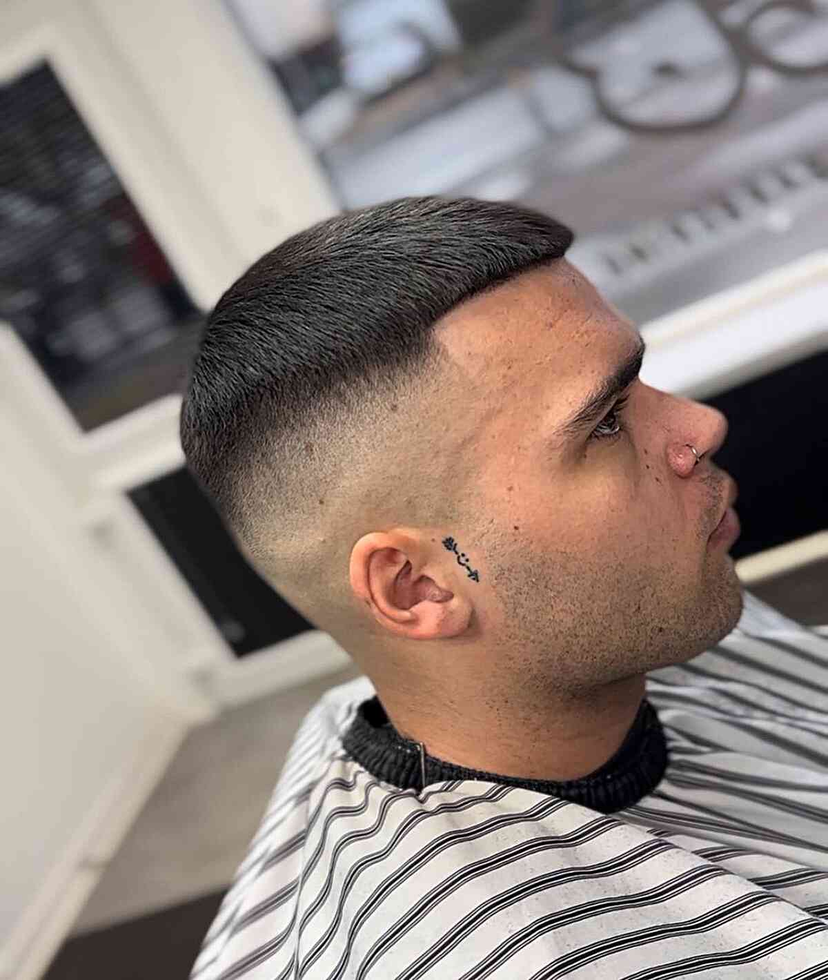 Polished and Forward Brushed Crew Cut for Men with Thick Hair