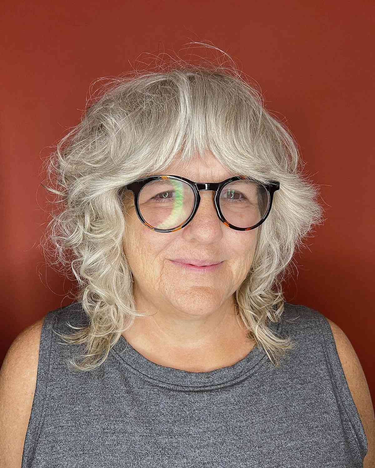 Puffy Razored Hairstyle for Grey, Coarse Locks