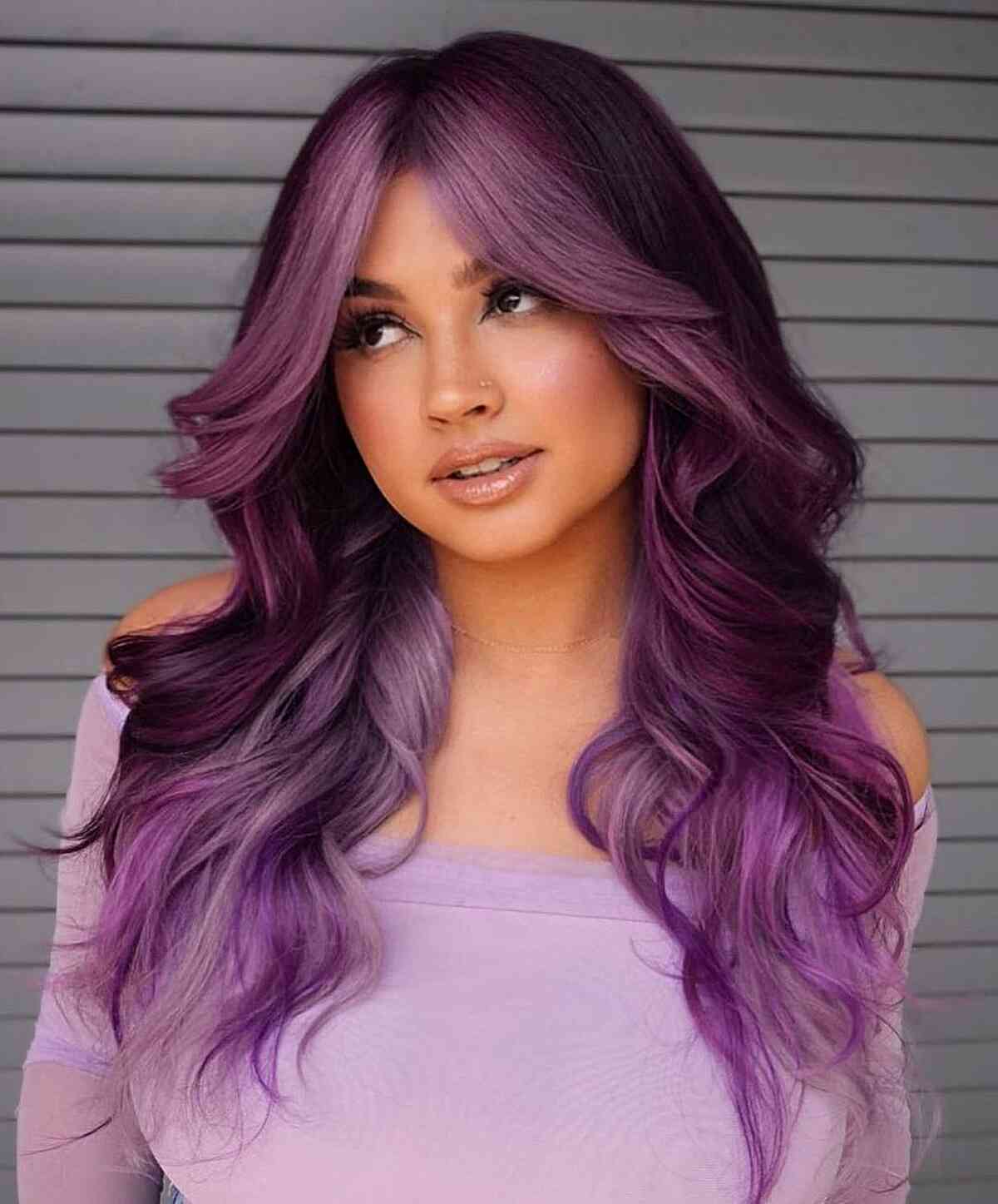 Purple Balayage with Subtle Tone Variations