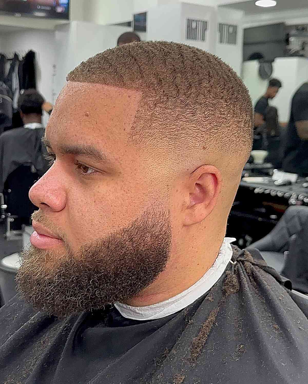 Black Mens Refined Buzz Cut with Line Up and High Skin Fade