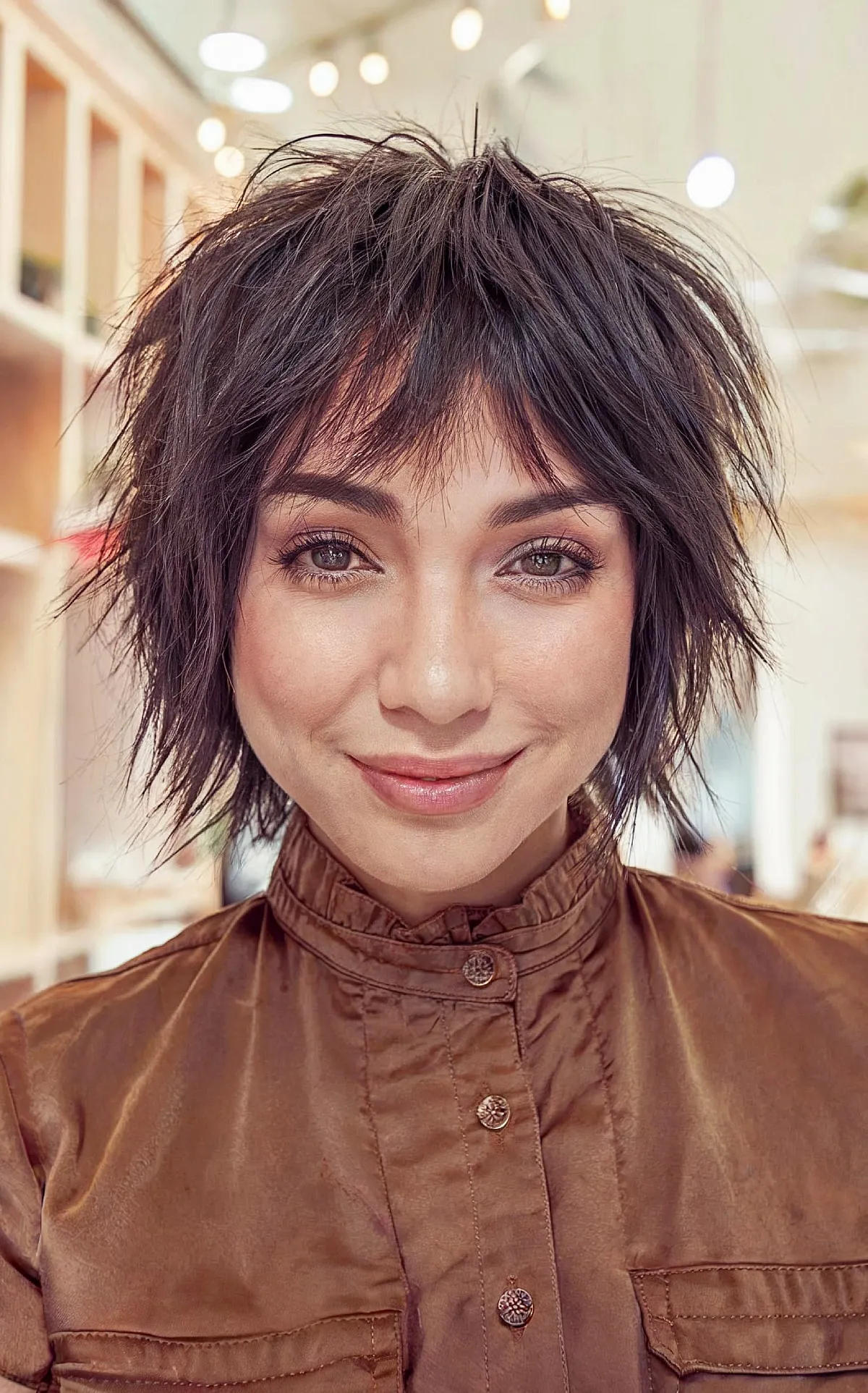 Relaxed Chin Bob with Textured Layers and Bangs