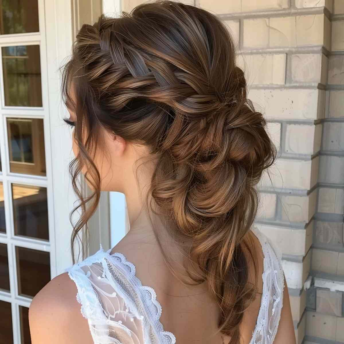 Relaxed Fishtail Updo hairstyle for Prom