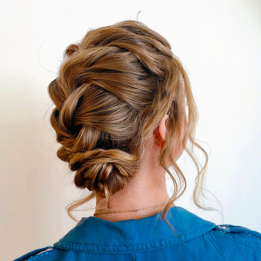 Relaxed French Braid with a Petite Bun