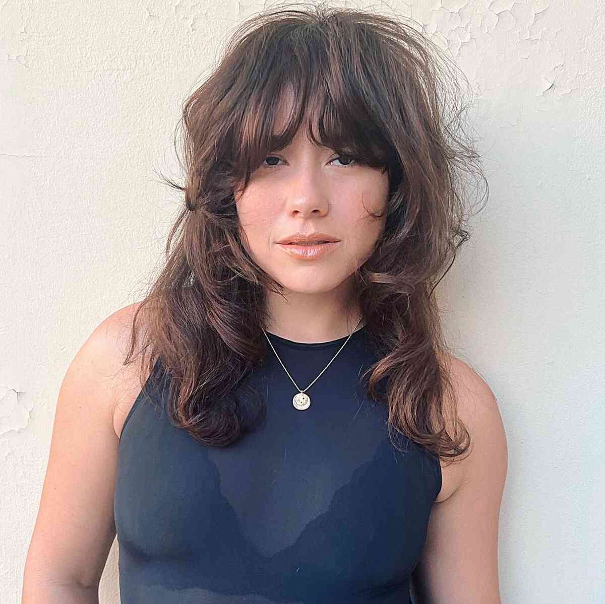 Medium Shag Retro 90s Layers with Bangs