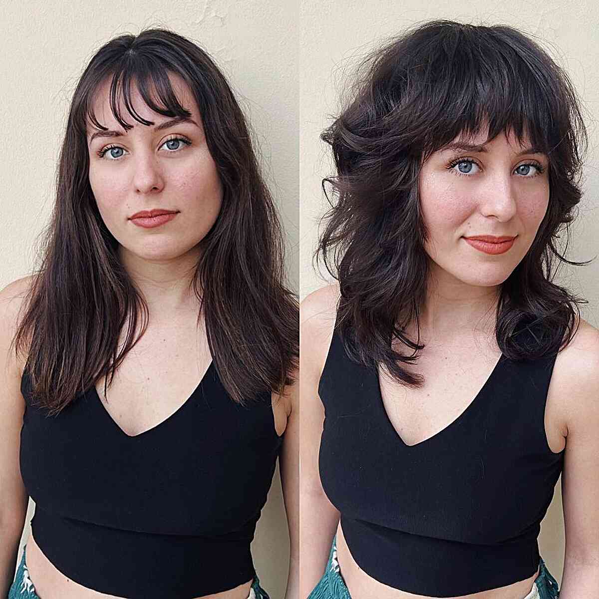 Mid-Length Retro Choppy Bob Hairstyle with Bangs