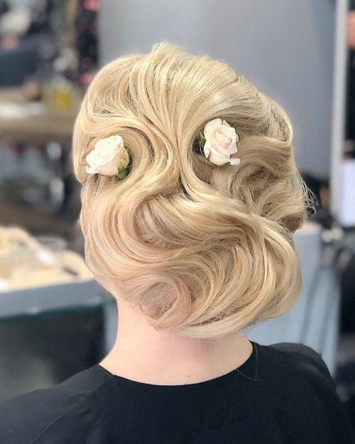 Picture of a retro inspired curls formal easy updo