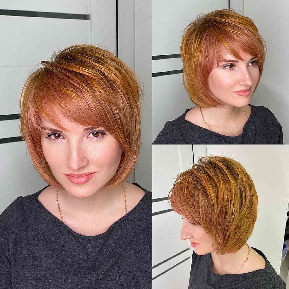 Retro Shaggy Bob with Side-Swept Bangs