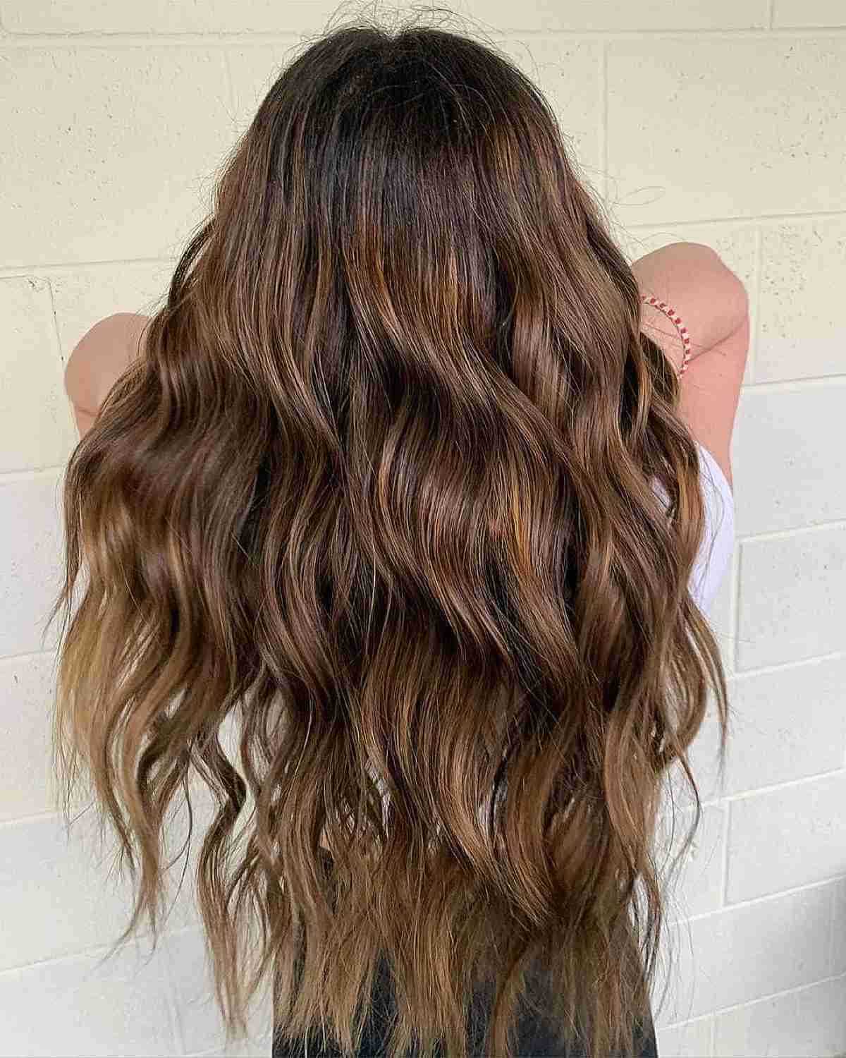 Rich Caramel Balayage with Subtle Caramel Tips