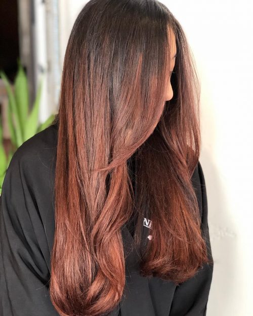 Rich Brown and Crimson Balayage