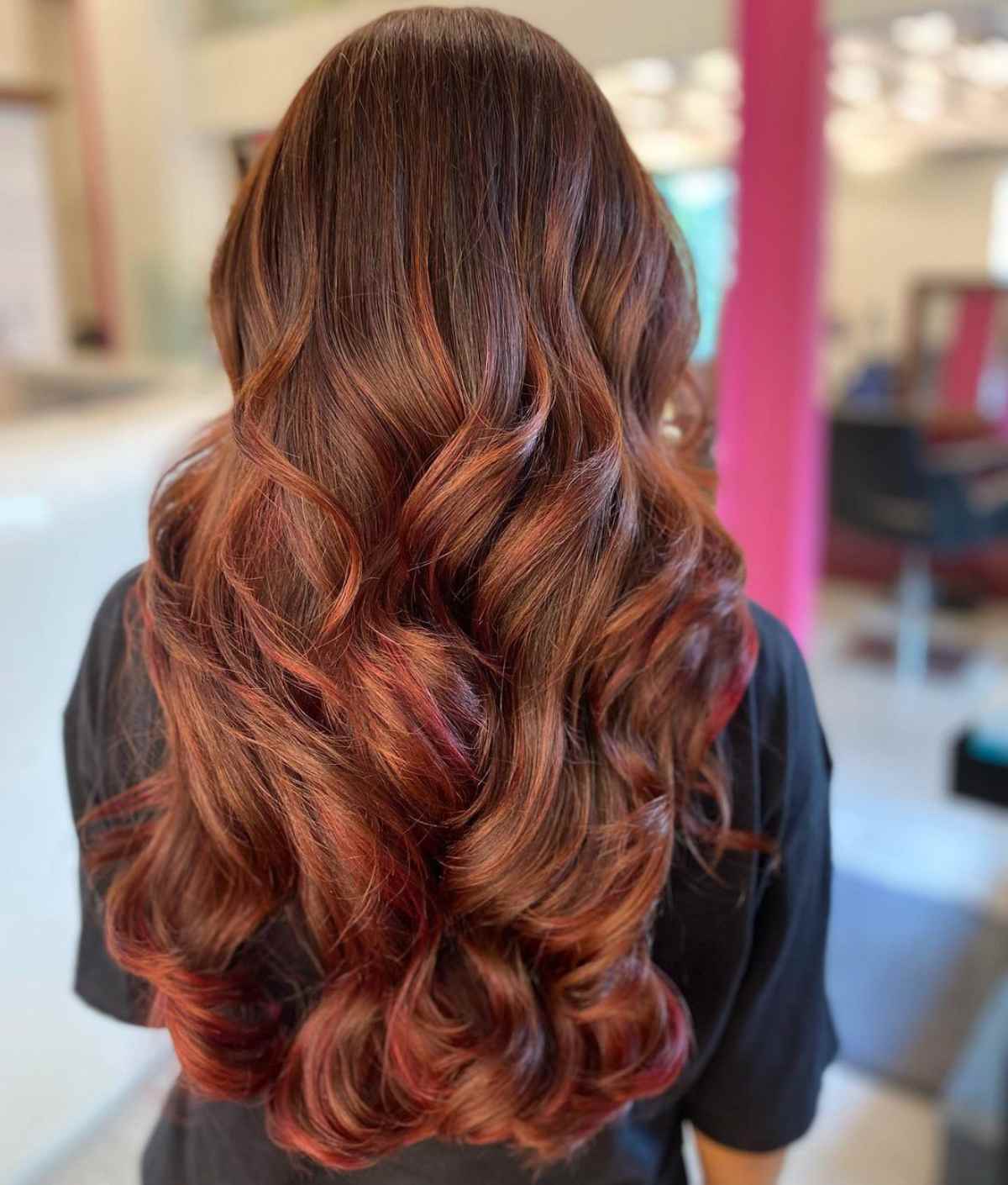 Chocolate brown with red tint