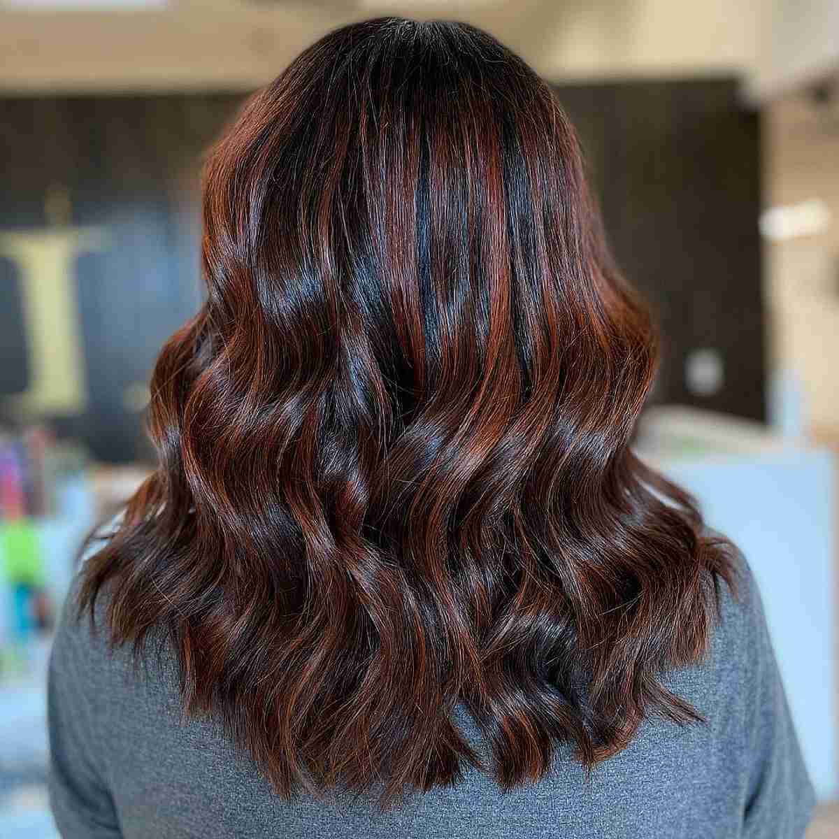 Rich Dark Brown with Copper Balayage Accents