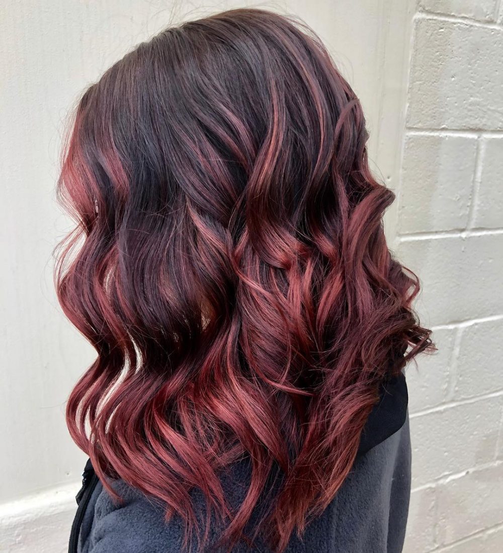 Rich Dark Burgundy Hair Color in Balayage