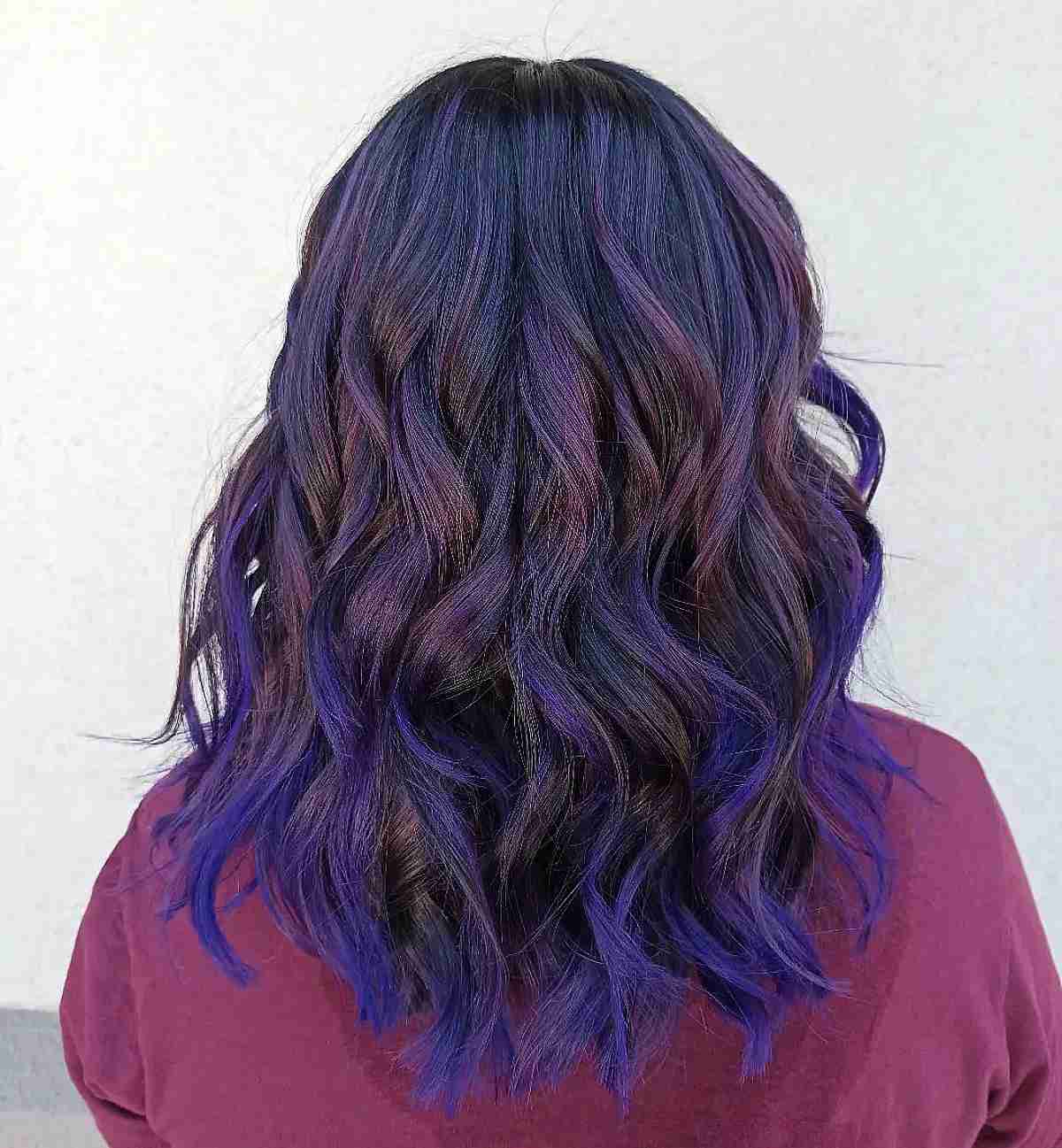 Rich Deep Purple Balayage Variations