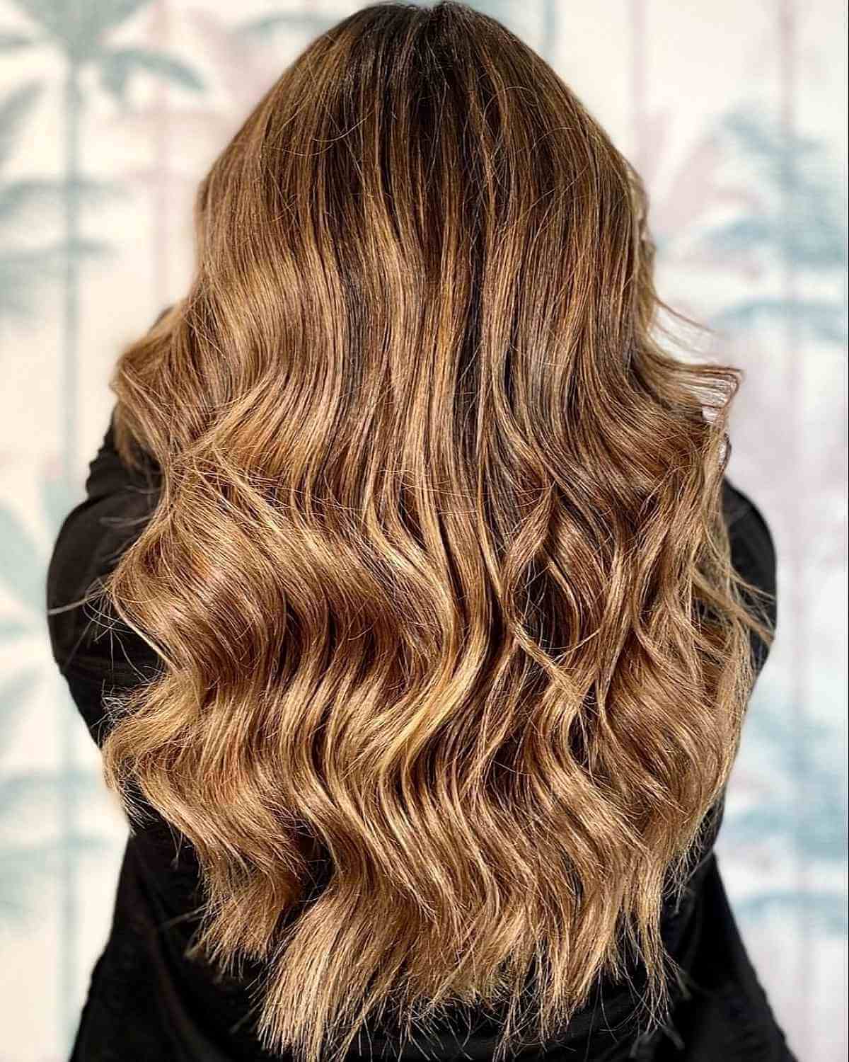 Rich Honey Blonde Accents on Dark Brown Hair