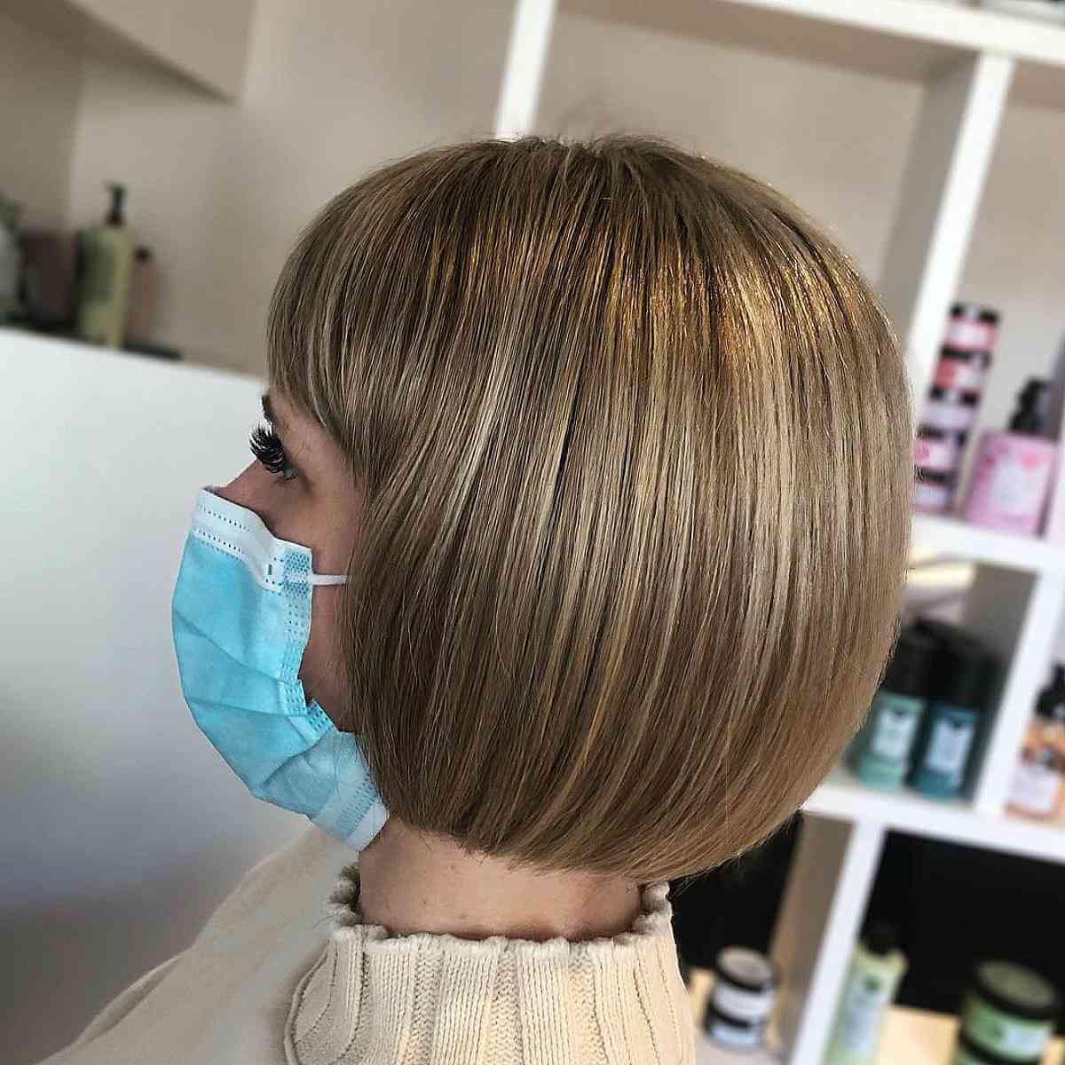 Rich Light Brown Straight Bob on Short Hair