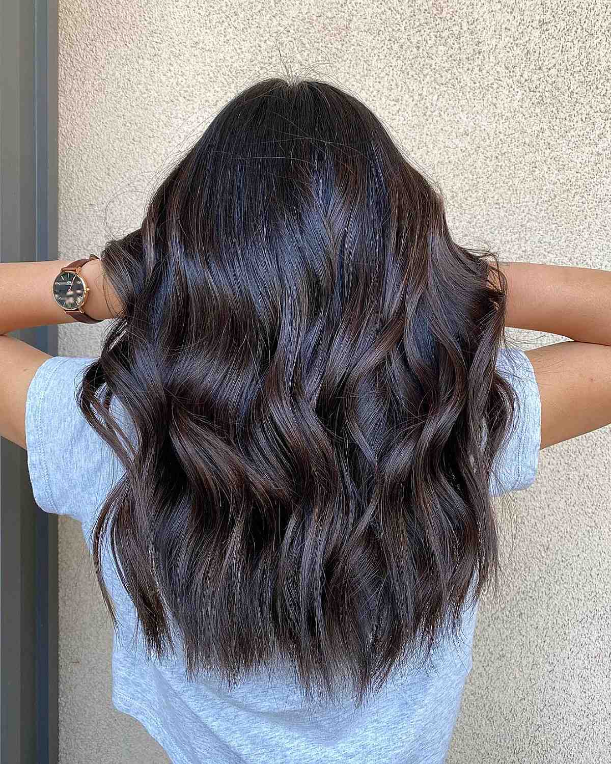 Seamless ash chocolate brown hair color