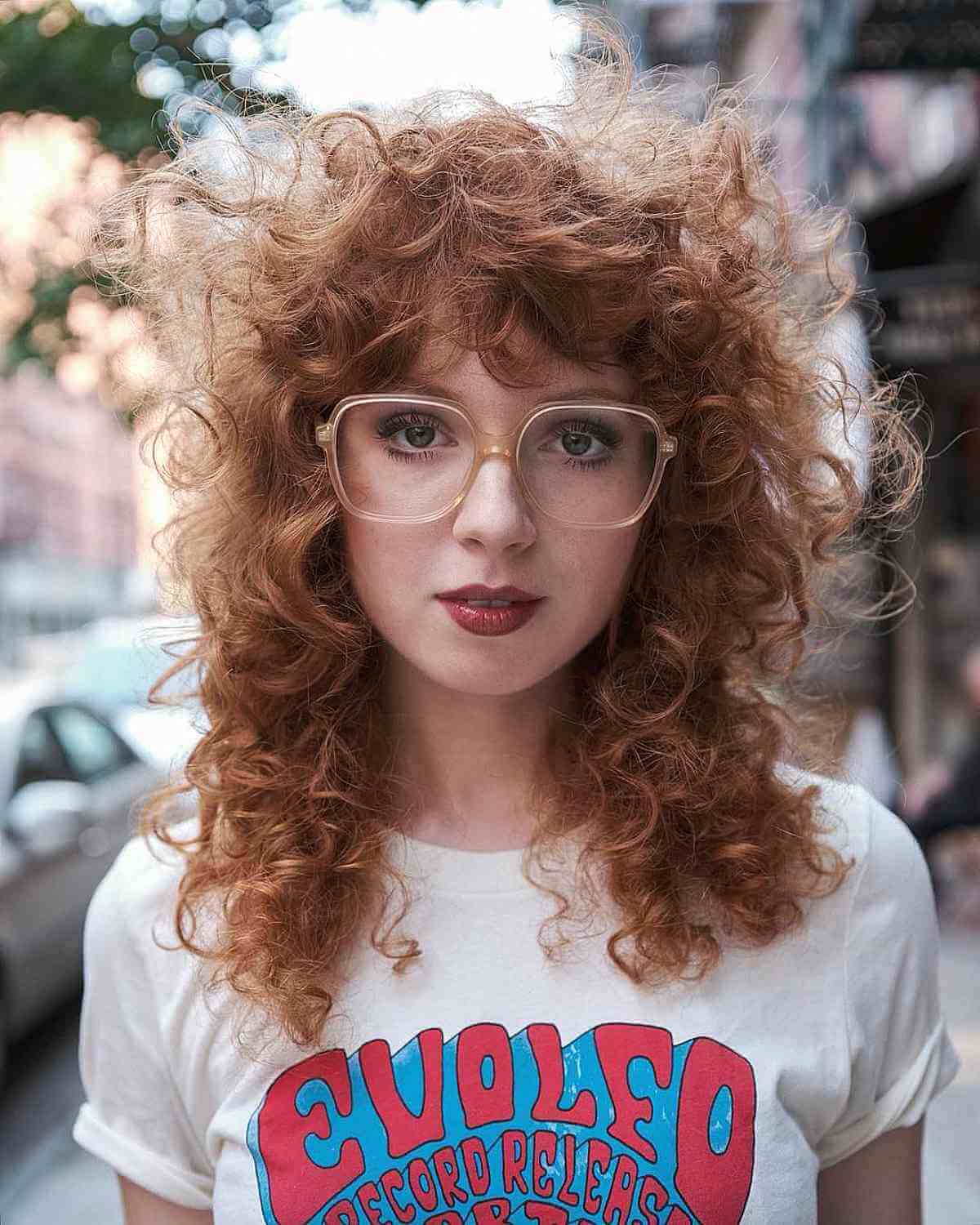 Medium Shag with Bangs for a Natural Redhead