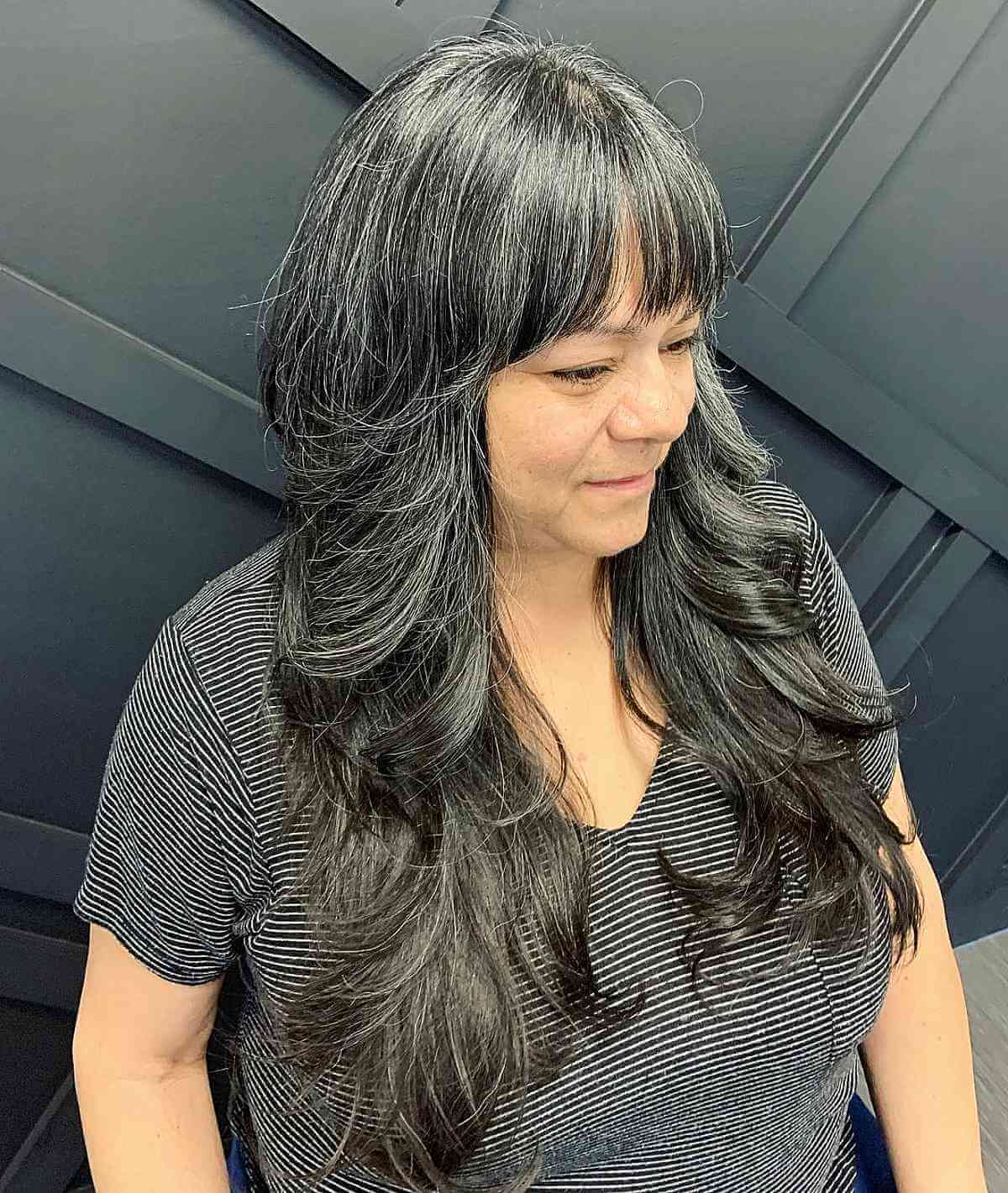 Shag Haircuts with Long Layers for Women Above 60 with Thick Hair