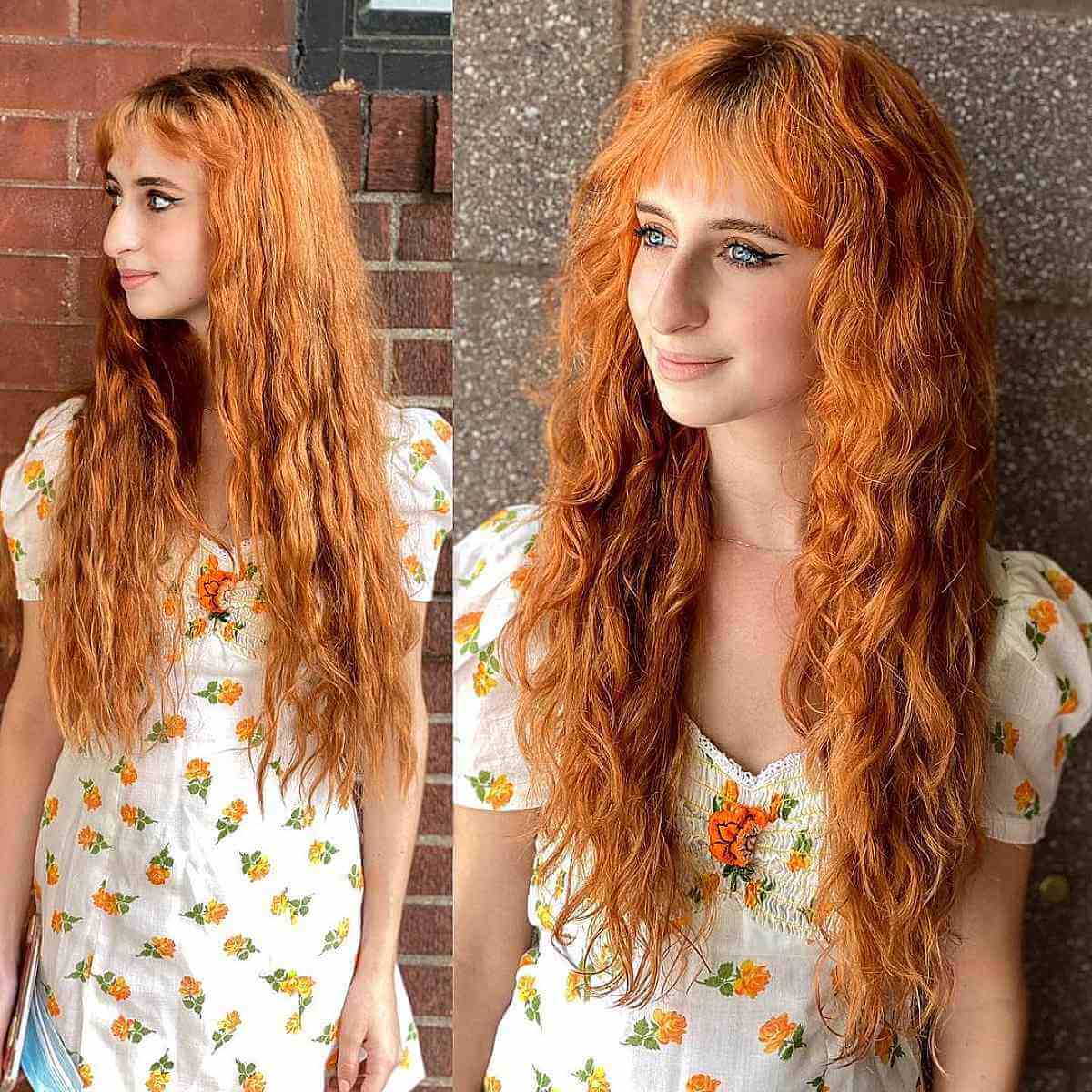 Long Shagged Cut with Loose Curls for Frizzy Thick Hair