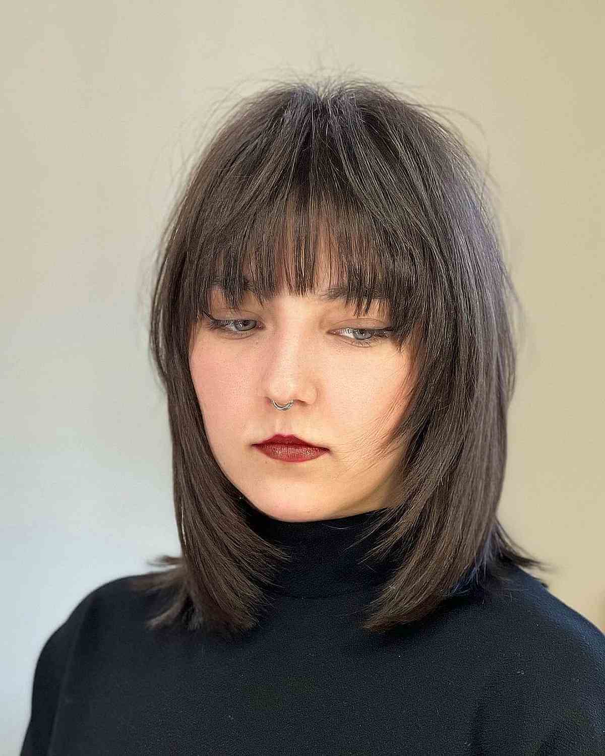 Shaping Layers and Bangs on Mid-Length Sleek Hair