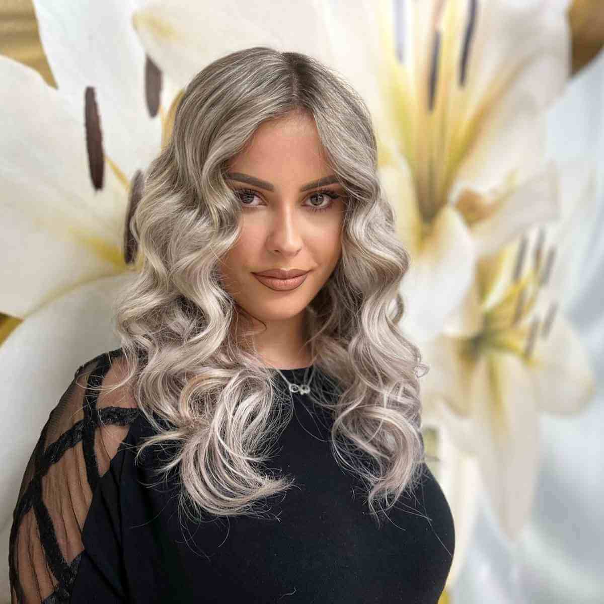 Shimmering Layered Silver Waves