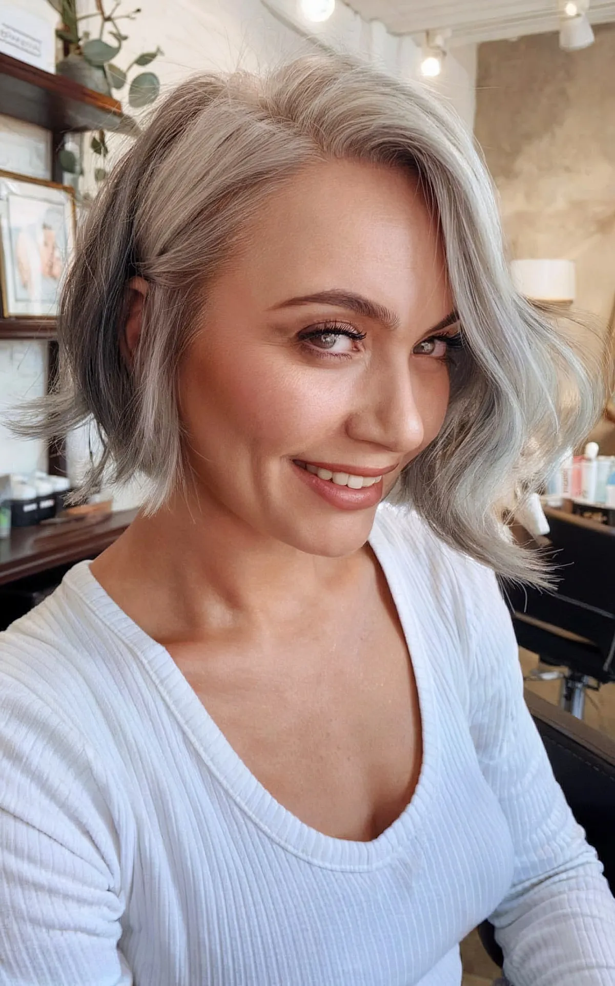 Short Bob with Deep Side Part for 40-Year-Olds
