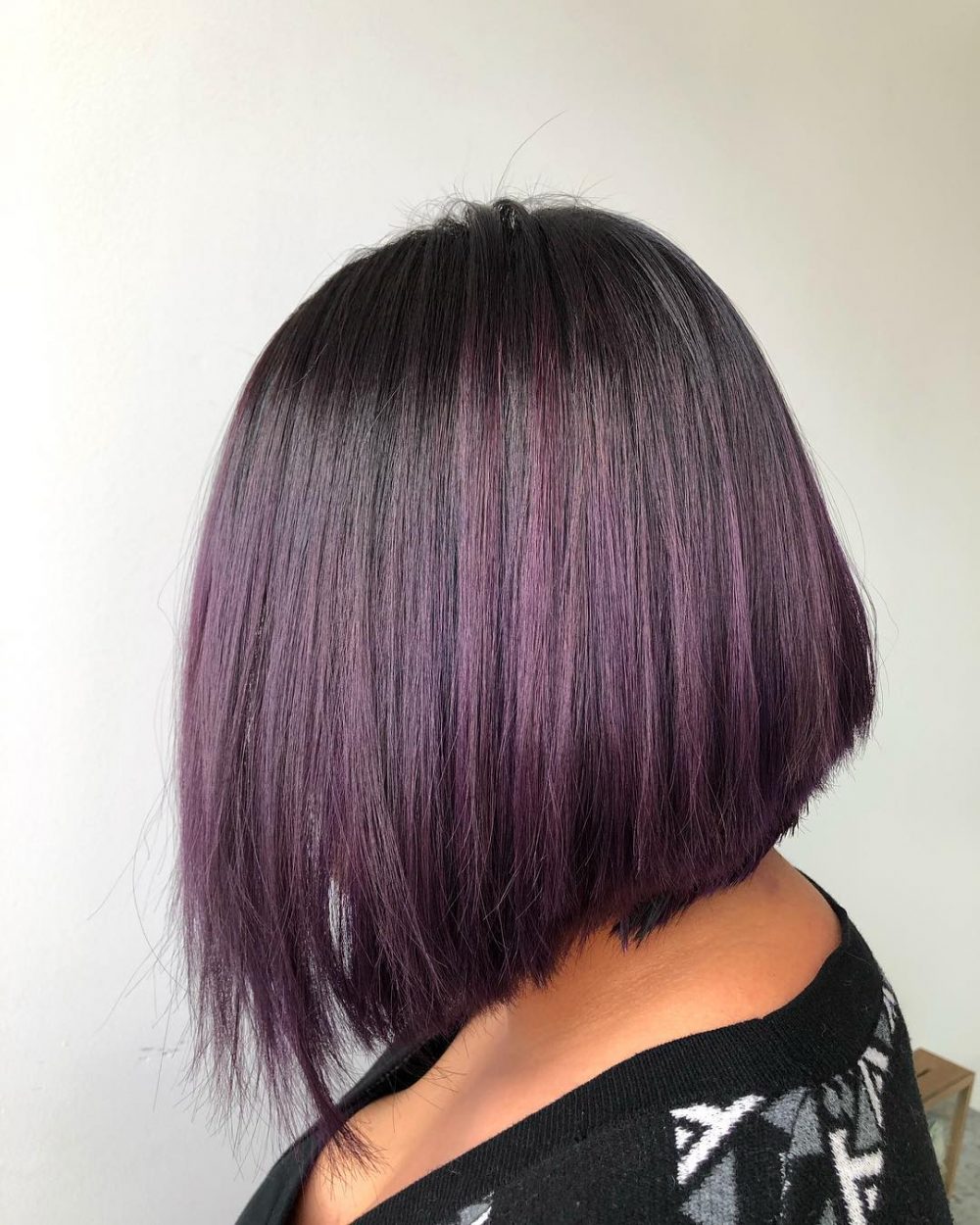 Short Hair Styled in Violet Plum Hue