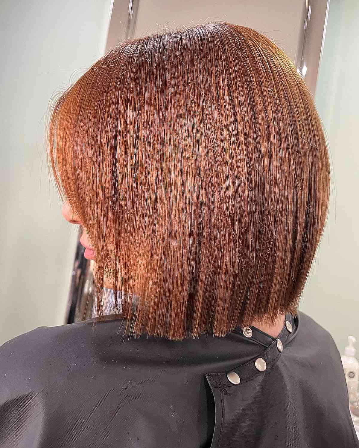 Short Straight Hair with Copper Red Highlights