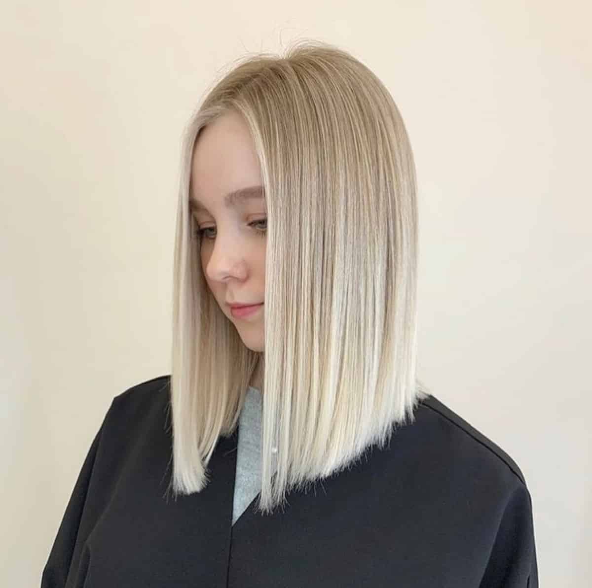 Shoulder-Length A-Line Bob with Middle Part