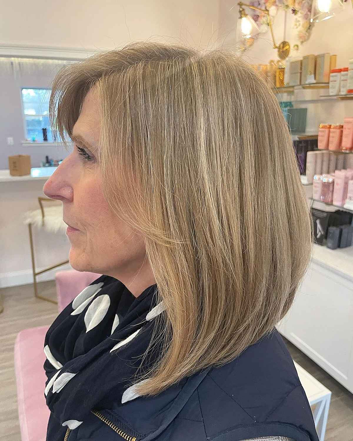 Shoulder-Length Bob with Delicate Layers for Sixty Year Olds