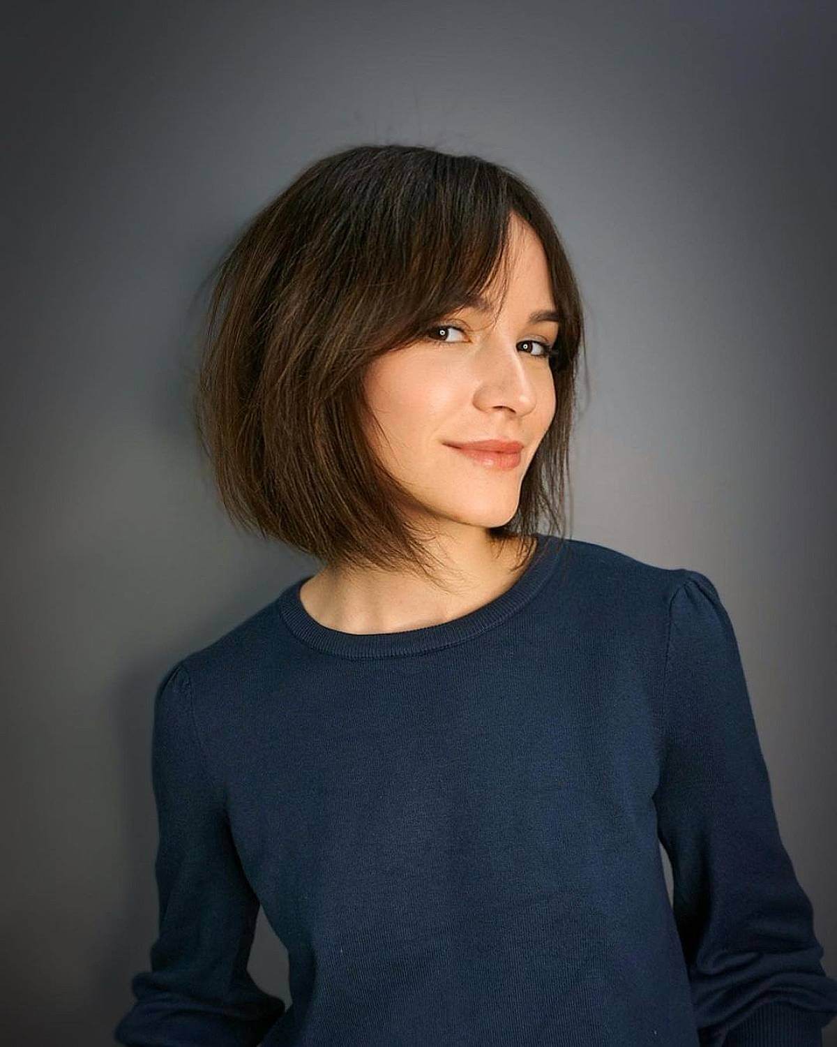 Shoulder-Length Bob with Soft Curtain Bangs