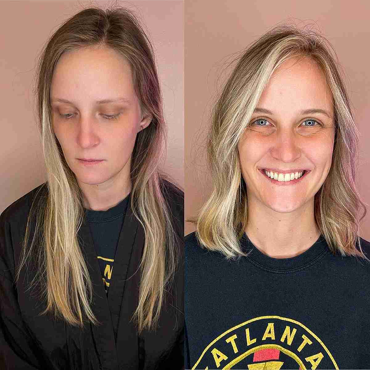 Thinning Shoulder-Length Cut with Side Part and Balayage