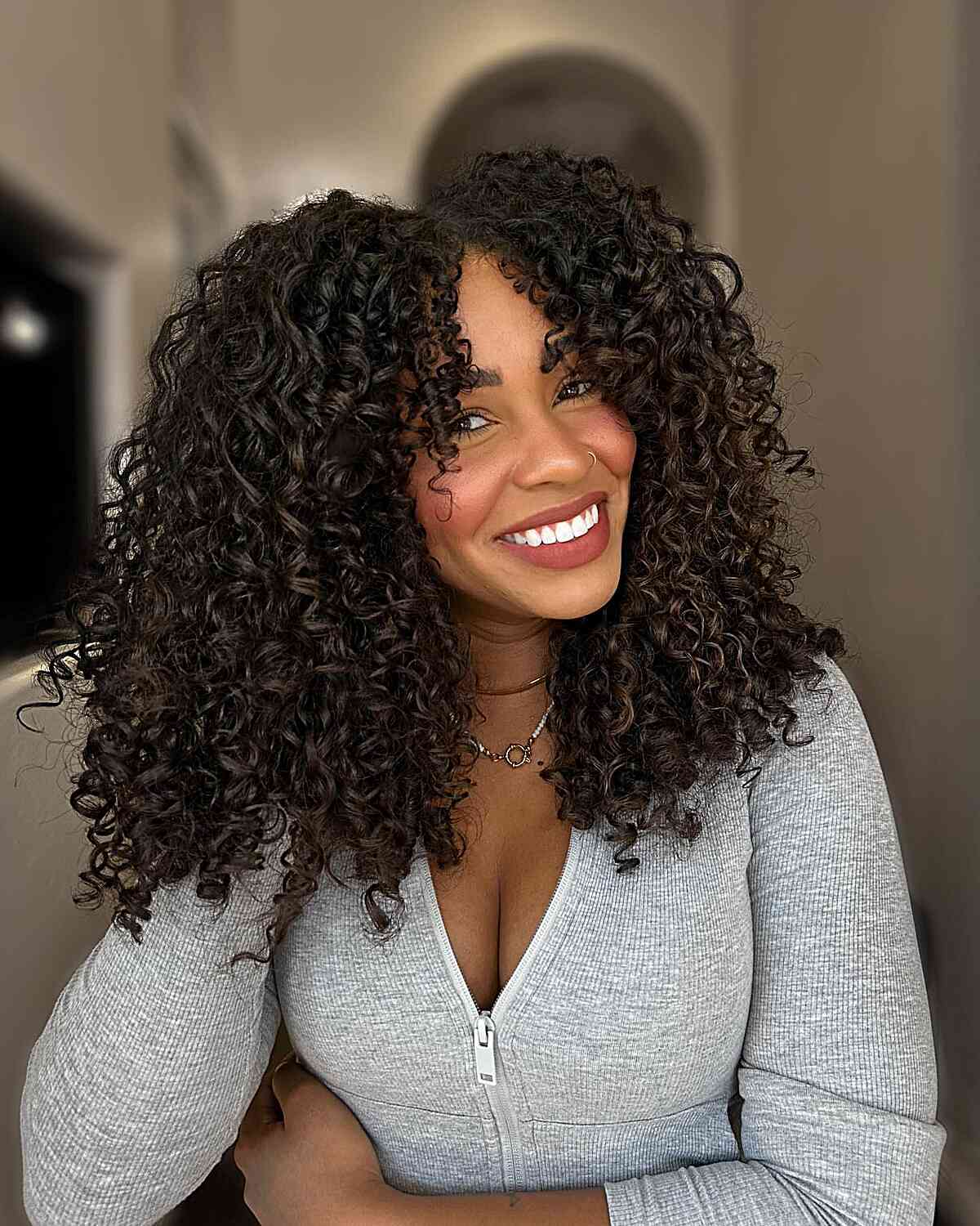 Shoulder-Length Dense Curls for Black Women