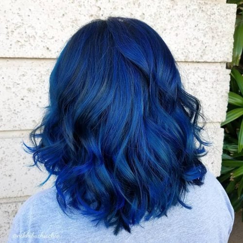 Vibrant Black and Cobalt Blue Balayage