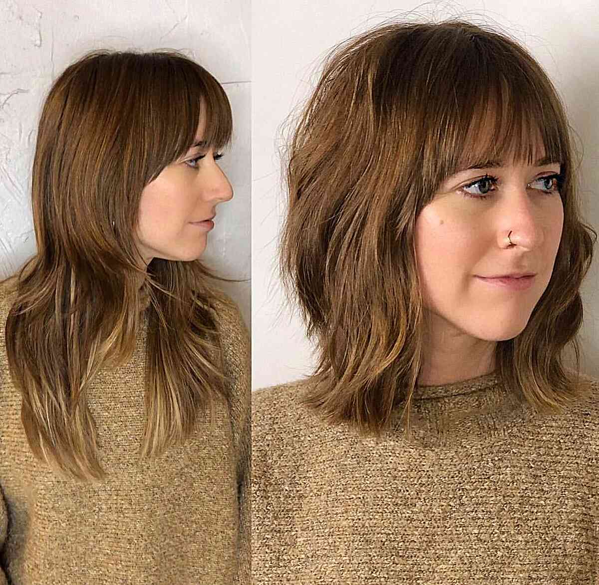 Shoulder-Length Shag with Sheer Bangs